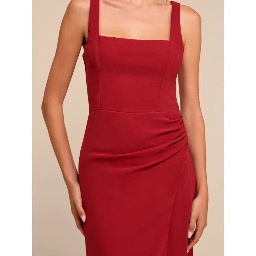 Lulus Glamorous Disposition Rust Ruched Maxi Dress Size Small - Picture 8 of 9